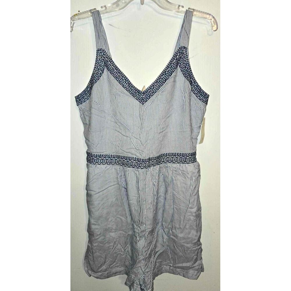 JAPNA With Love BLUE WHITE STRIPE ROMPER SHORTS SIZE LG LINED  NWT WOMEN'S